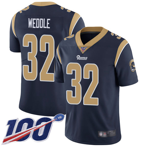 Los Angeles Rams Limited Navy Blue Men Eric Weddle Home Jersey NFL Football 32 100th Season Vapor Untouchable